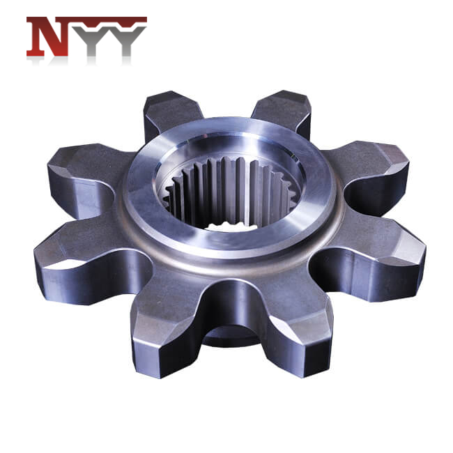 Mining machinery travelling gear with spline